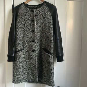 Club Monaco Tweed & Leather Coat